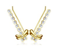 Gold Plated Silver Dragonfly Shaped Earrings EL-130-GP